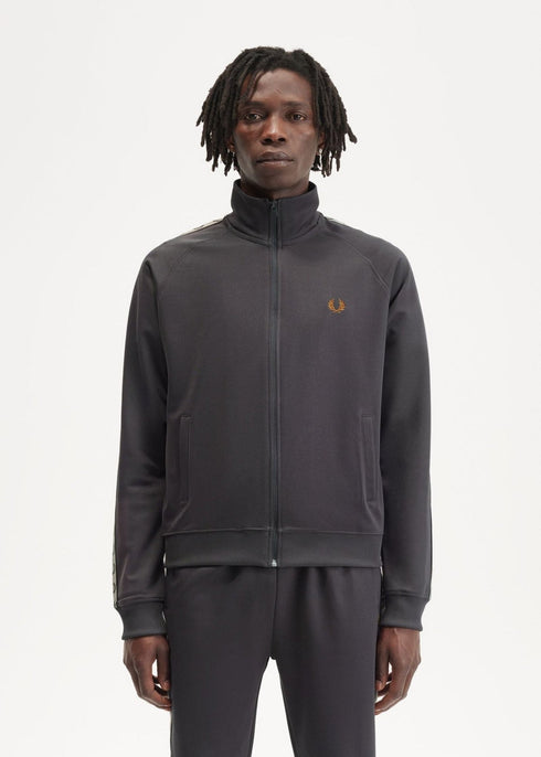Fred Perry Felpa zip Felpa zip Uomo con fettuccia a contrasto Grigio beige P24-FRED PERRYJ5557-V62-M - Francavilla Moda